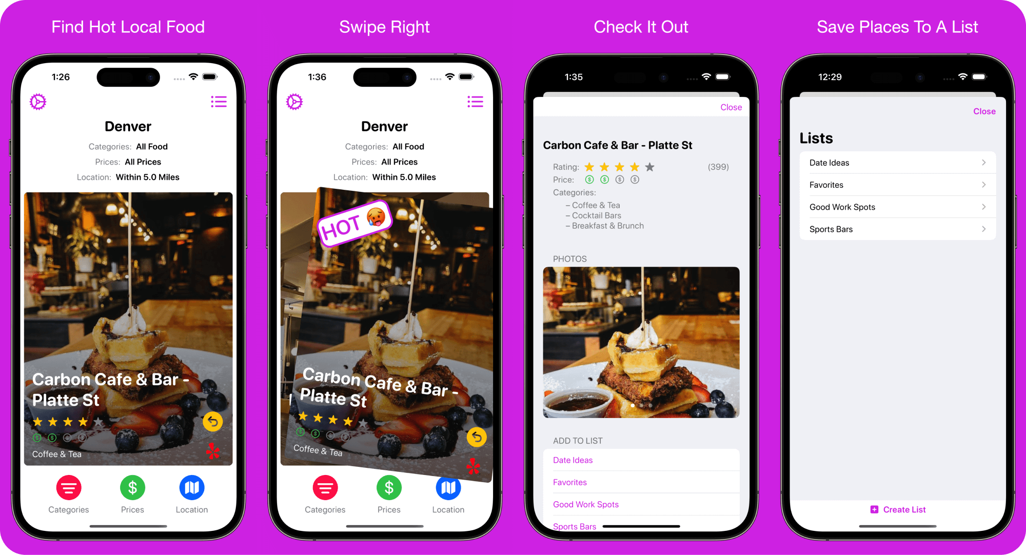 UI Screenshots for Hot Local Food