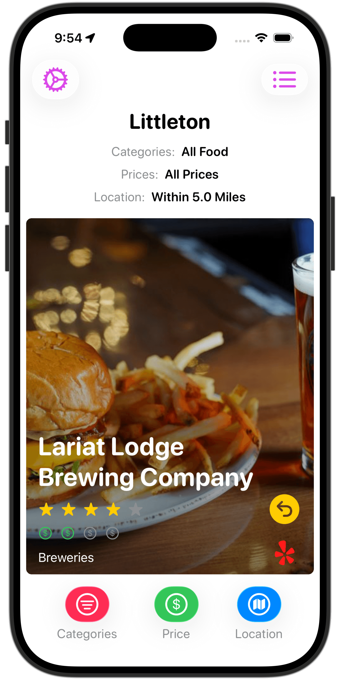 Hot Local Food's home screen