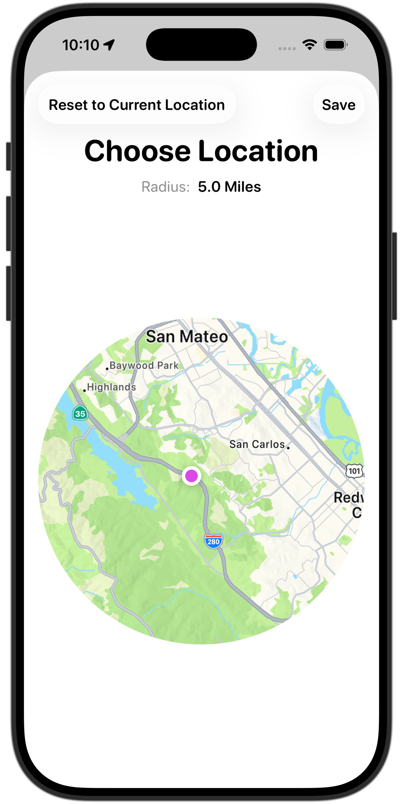 Hot Local Food's location screen